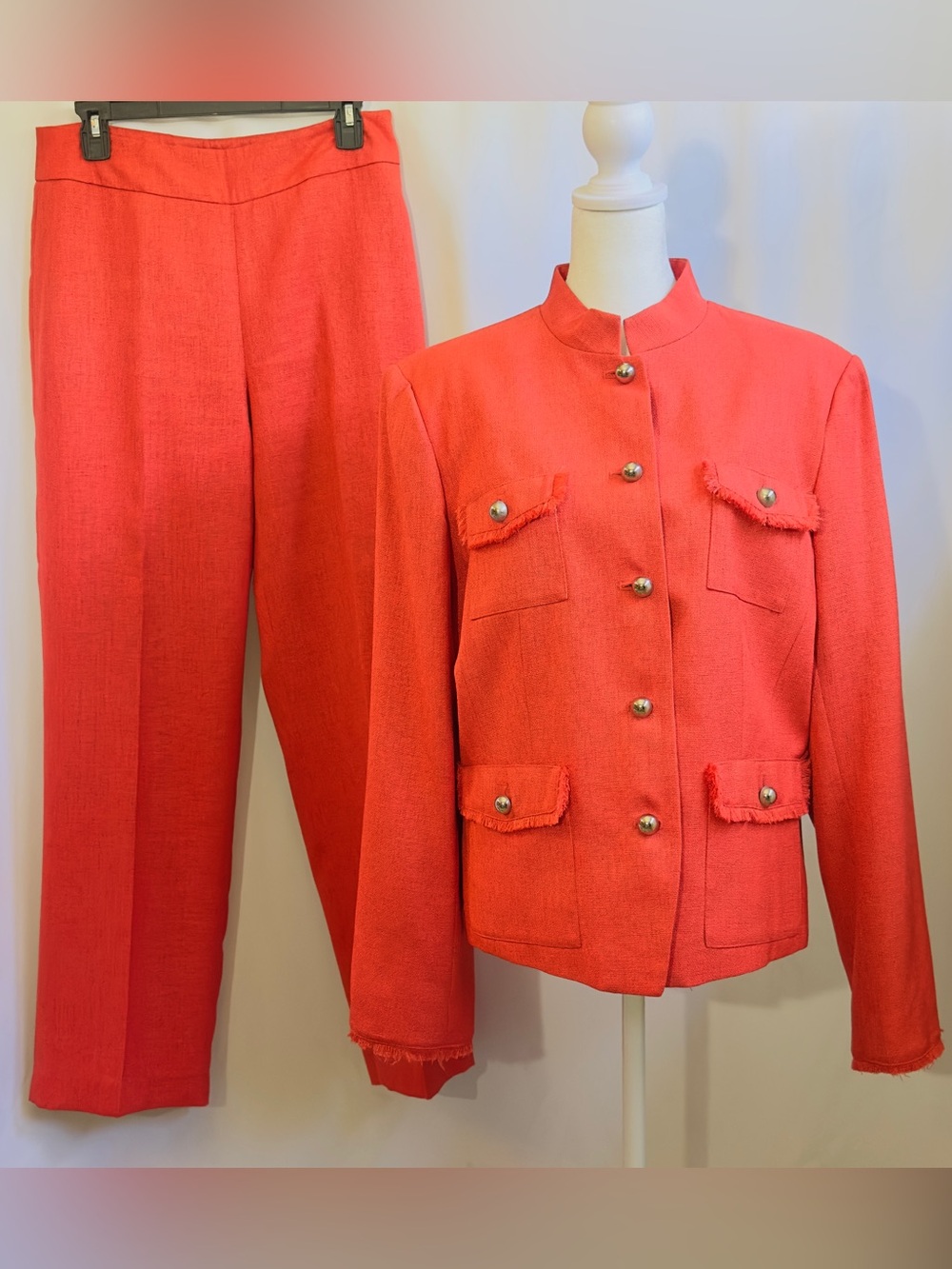 Judith Hart Collection 2PC Woman Pant Suit SZ 12 Pullon Pants Front Burnt Orange